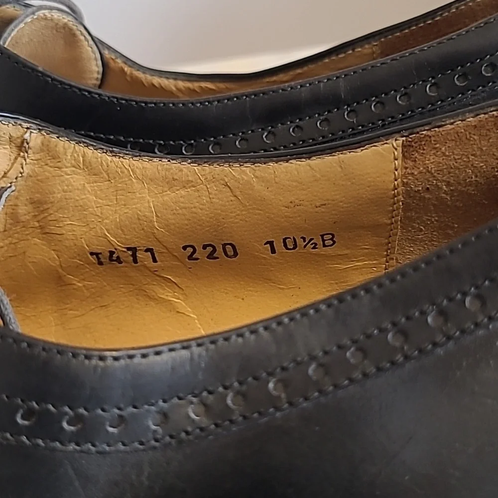Salvatore Ferragamo Black Leather Lace-up Wingtip Oxfords Shoes Mens 10.5B